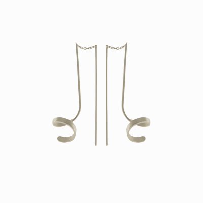 Silver Drop Twist Threader Earrings
