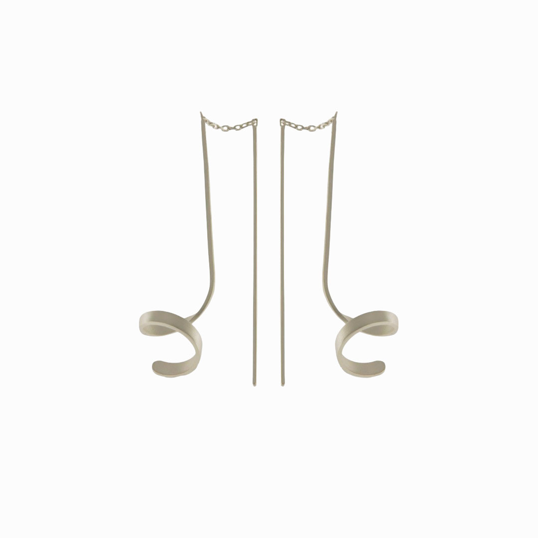 Silver Drop Twist Threader Earrings