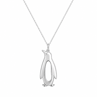 Large Sterling Silver Penguin Pendant