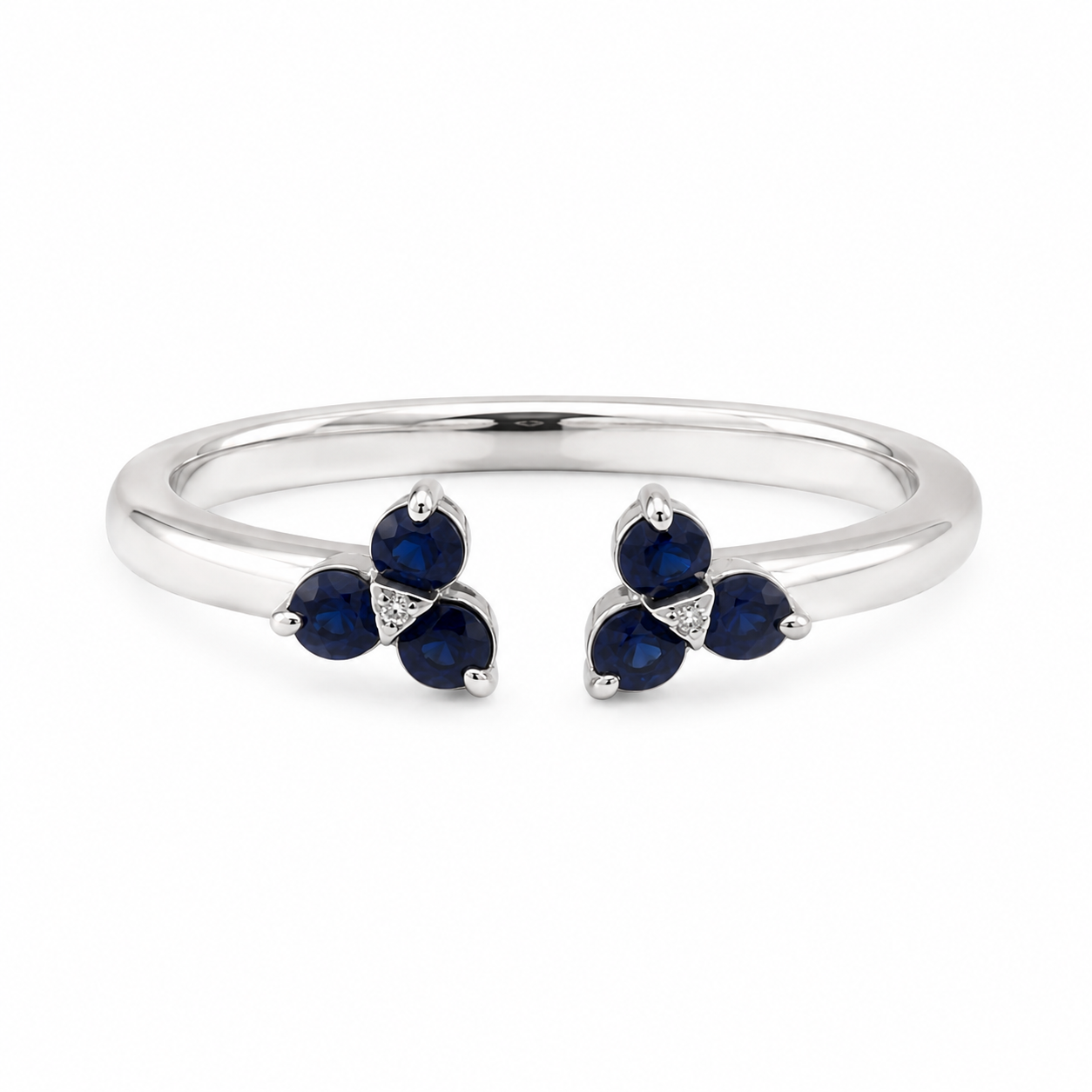 Sapphire & Diamond Trefoil Open Ring