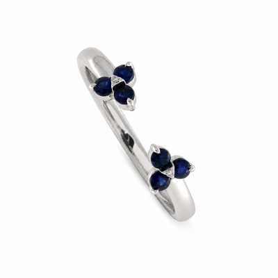 Sapphire & Diamond Trefoil Open Ring