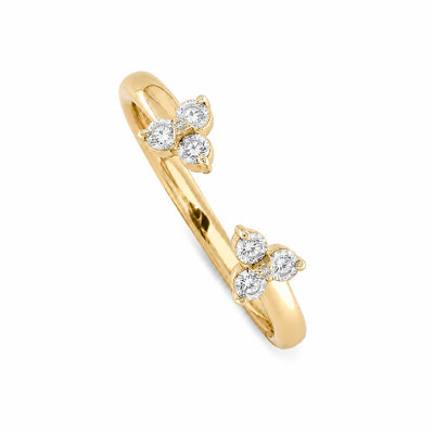 Diamond Trefoil Open Ring