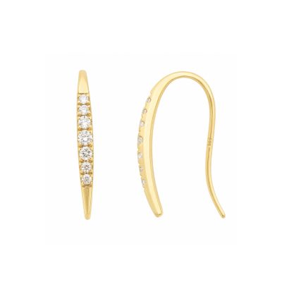 Gold Diamond Drop Curve Earrings