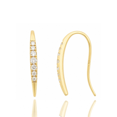 Gold Diamond Drop Curve Earrings