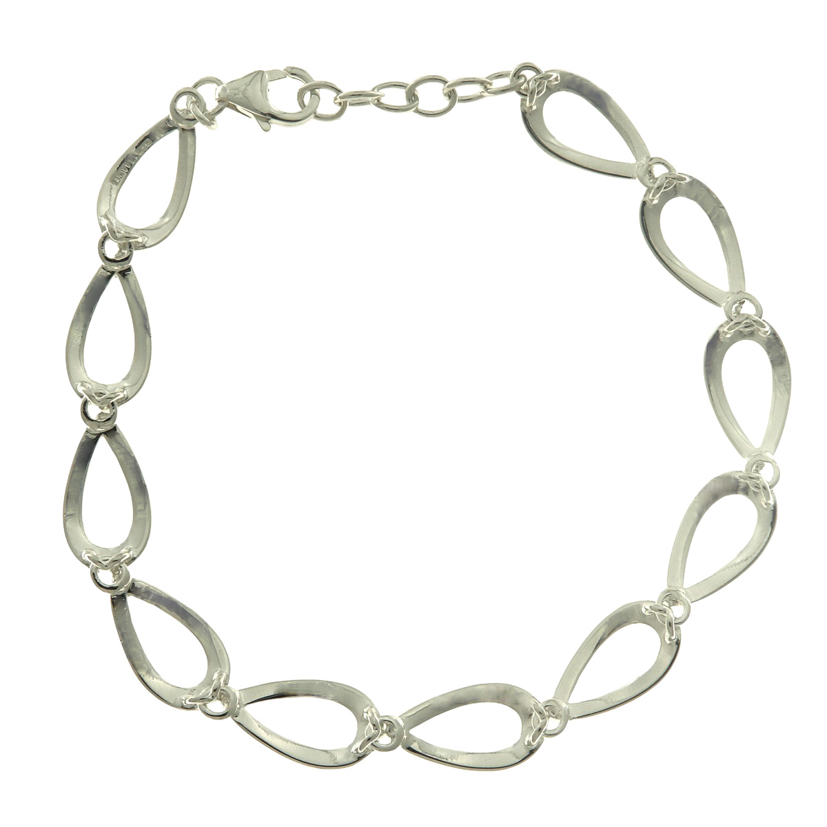Silver Teardrop Link Bracelet