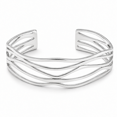 Wavy Open Detail Cuff Bangle